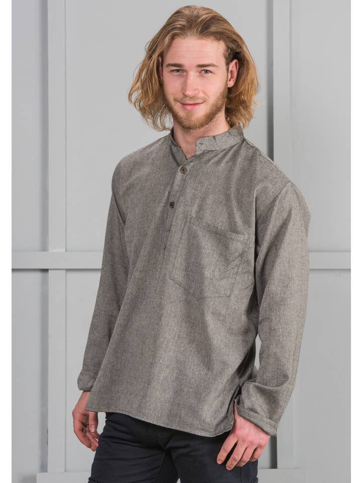 Namaste - Wholesale T-Shirt - Men's - Cotton Khaddar Long Sleeve Shirt