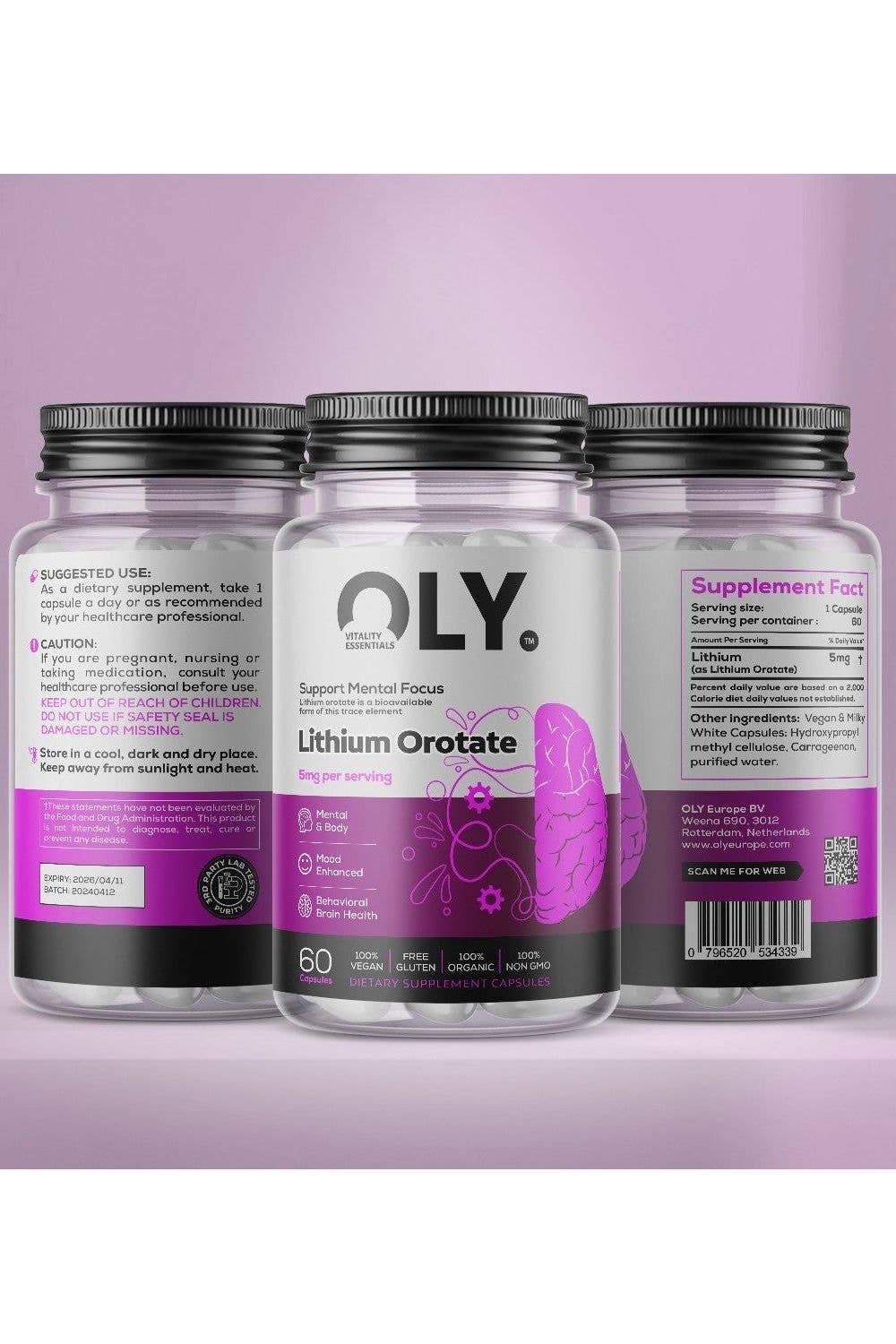 OLY Europe - Wholesale Oral Supplement/Vitamin - Oly - Lithium Orotate - 5mg - 60 vcaps1