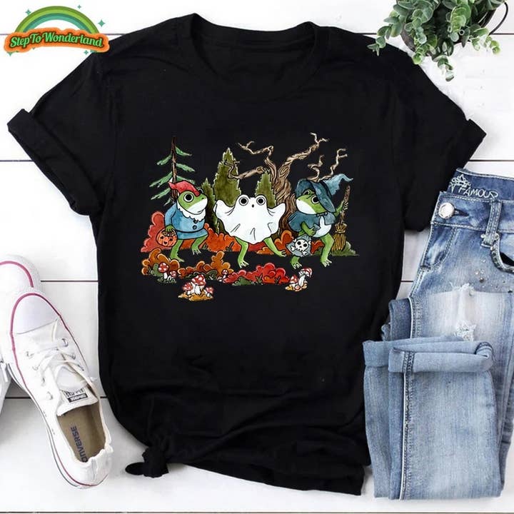 Trick Or Treat Frogs Halloween Unisex Tshirt, Retro Frog Tsh for wholesale by OneStopSapphireShop