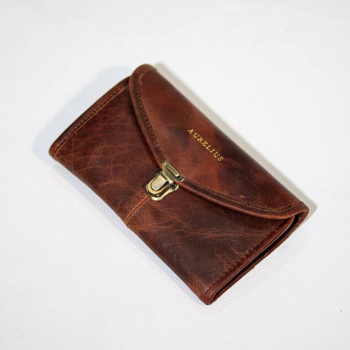Dark red Leather Denali Everyday Tech Wallet for wholesale on Faire7