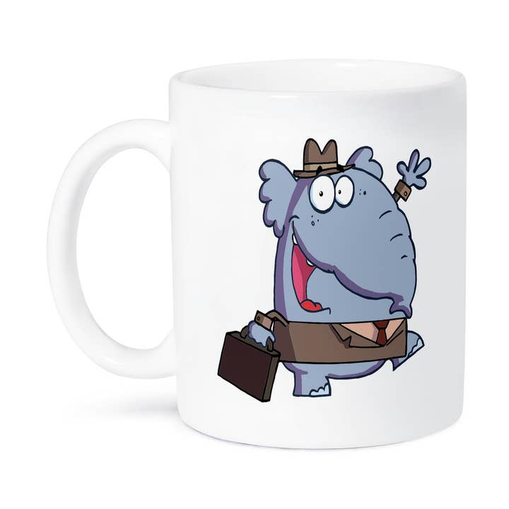 3dRose - Wholesale Coffee Mug - 3dRose, Funny Elephant With Briefcase Cartoon, Mug8