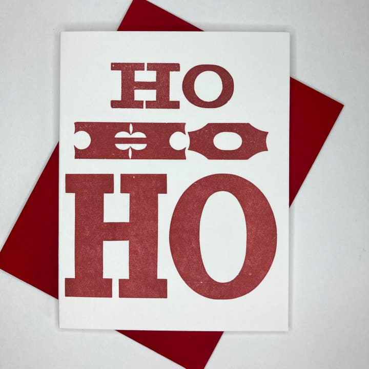 Ho Ho Ho Letterpress vakantiekaarten voor wholesale door May Day Studio