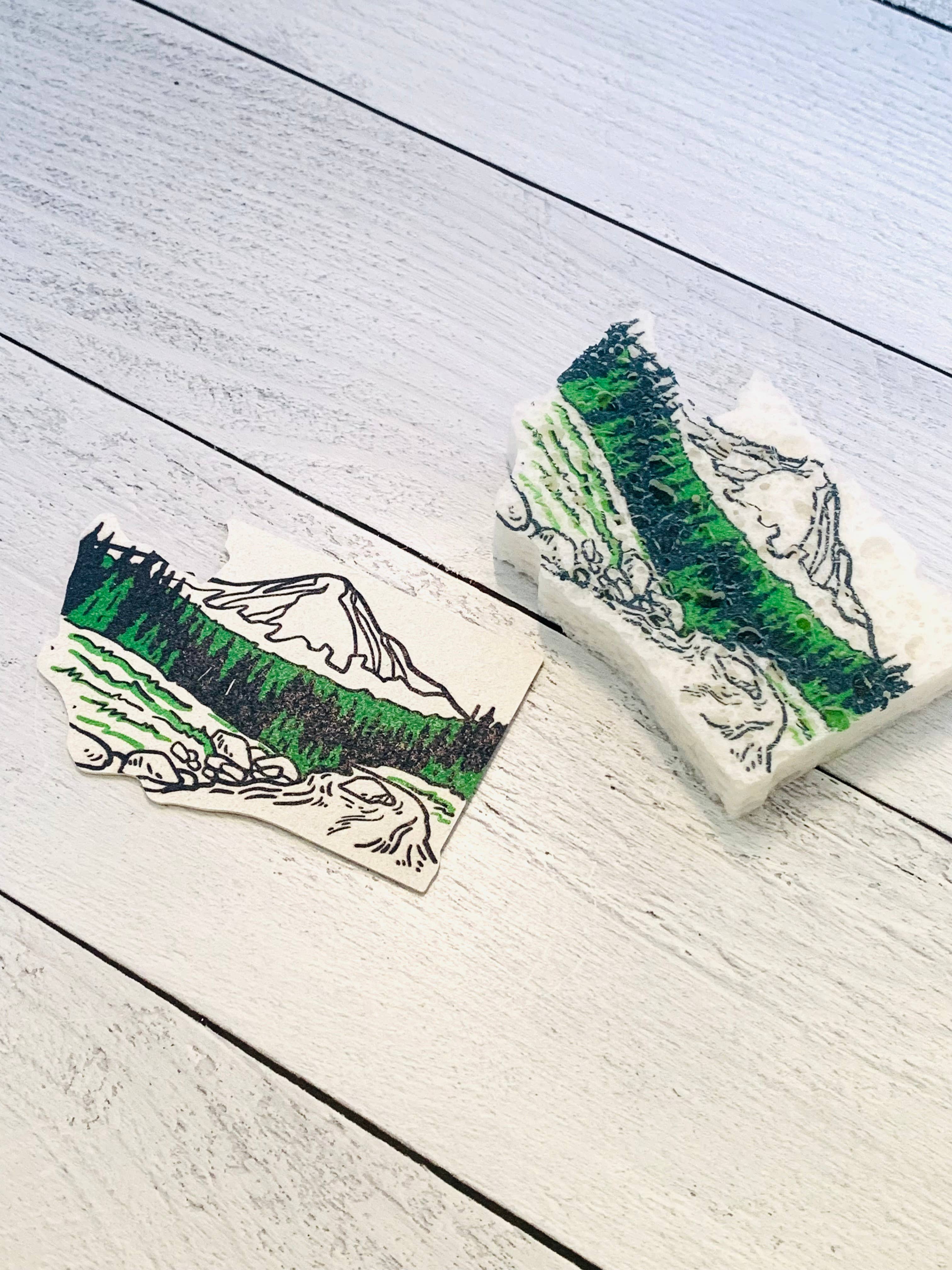 Corvidae drawings & designs - Wholesale Cleaning Sponge - Washington Shaped Compostable Pop Up Sponges - Set of 3 4