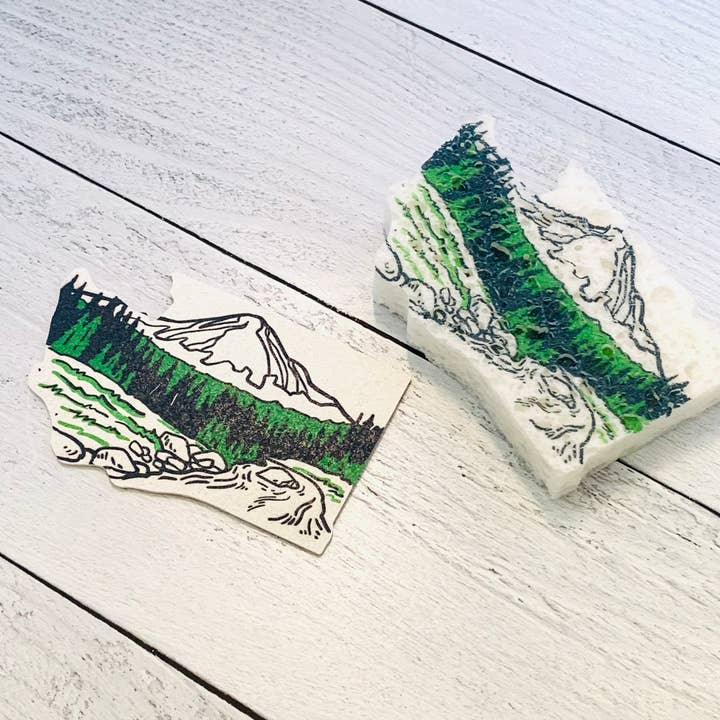 Corvidae drawings & designs - Wholesale Cleaning Sponge - Washington Shaped Compostable Pop Up Sponges - Set of 3 4