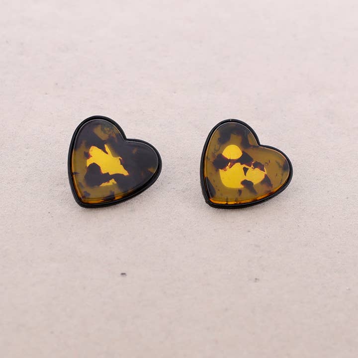 La Cuerda De Sol - Wholesale Snap Jewelry - Resin Heart Earrings