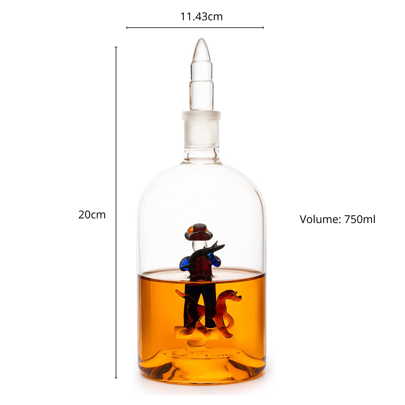 The Wine Savant /  Khen Glassware - Wholesale Decanter - Man with Dog Hunting Bullet Whiskey 750ml Decanter Bourbon S6