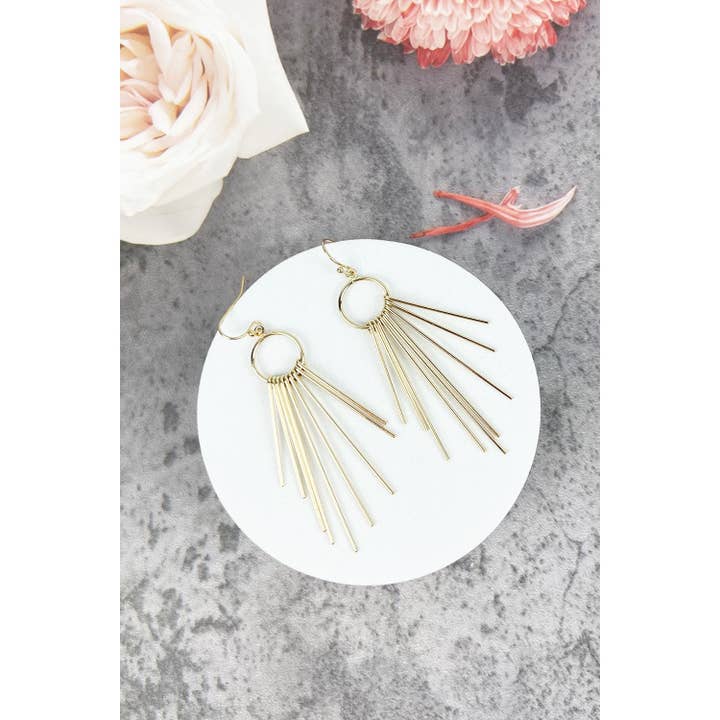 JHP Collection - Wholesale Dangle Earrings - ROUND DROP TASSEEL FASHION HOOK EARRINGS