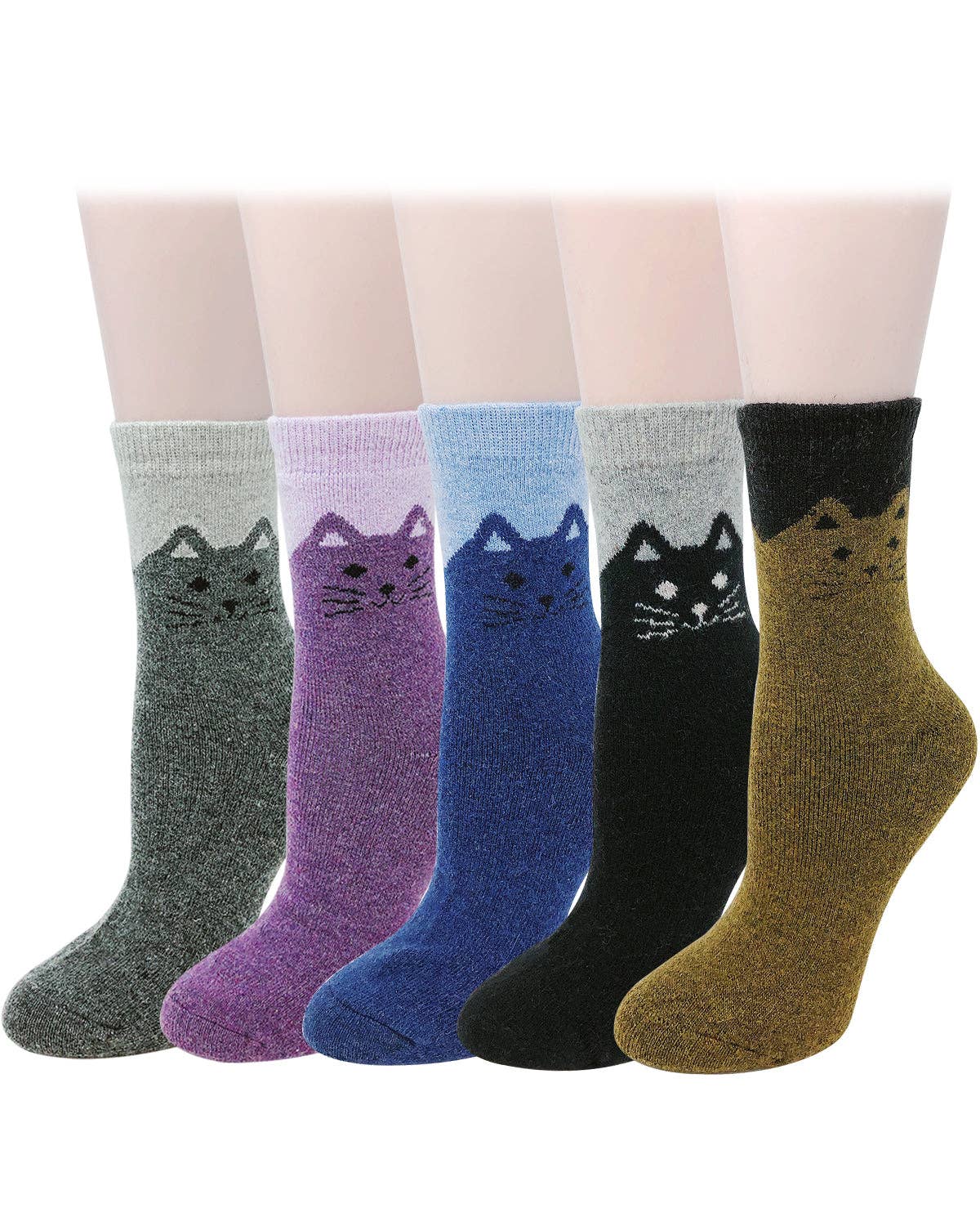 Wrapables.com - Wholesale Socks - Women's - Wrapables Women Thick Winter Warm Cat Wool Socks (Set of 5)1