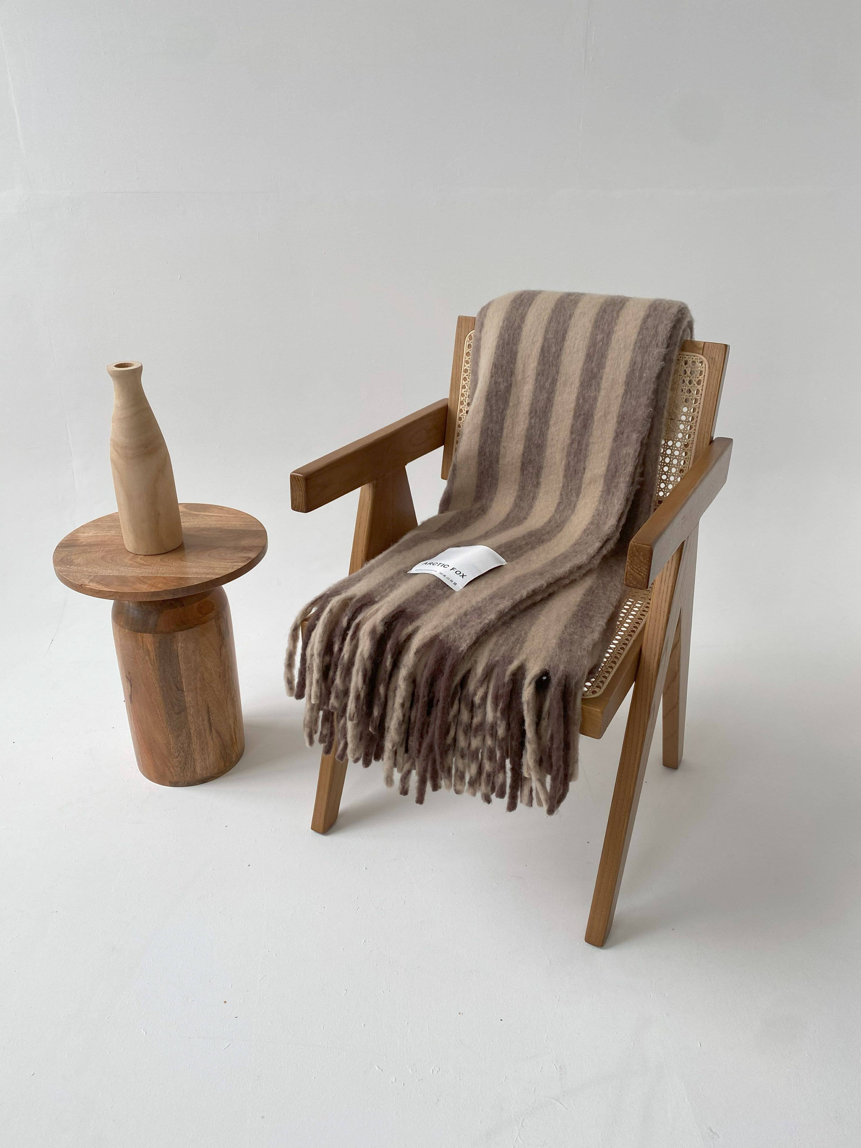 ARCTIC FOX & CO. – wholesale Throw blanket – The Wool Stripe Throw - Burnt Umber Stripe - AW255