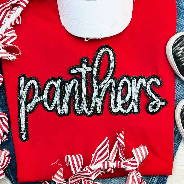 Panthers Sequin Patch for wholesale by Trendy Transfers