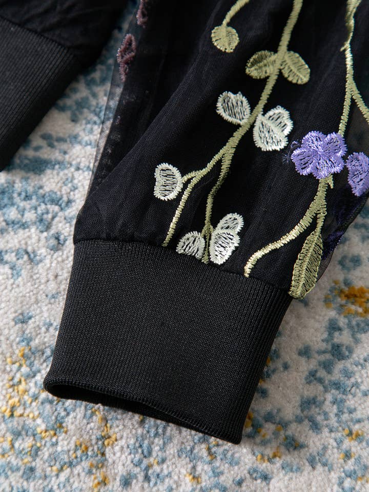 Color as pictures JK191Y Handmade Beaded Floral Embellished Rhinestone Jacket for wholesale on Faire10