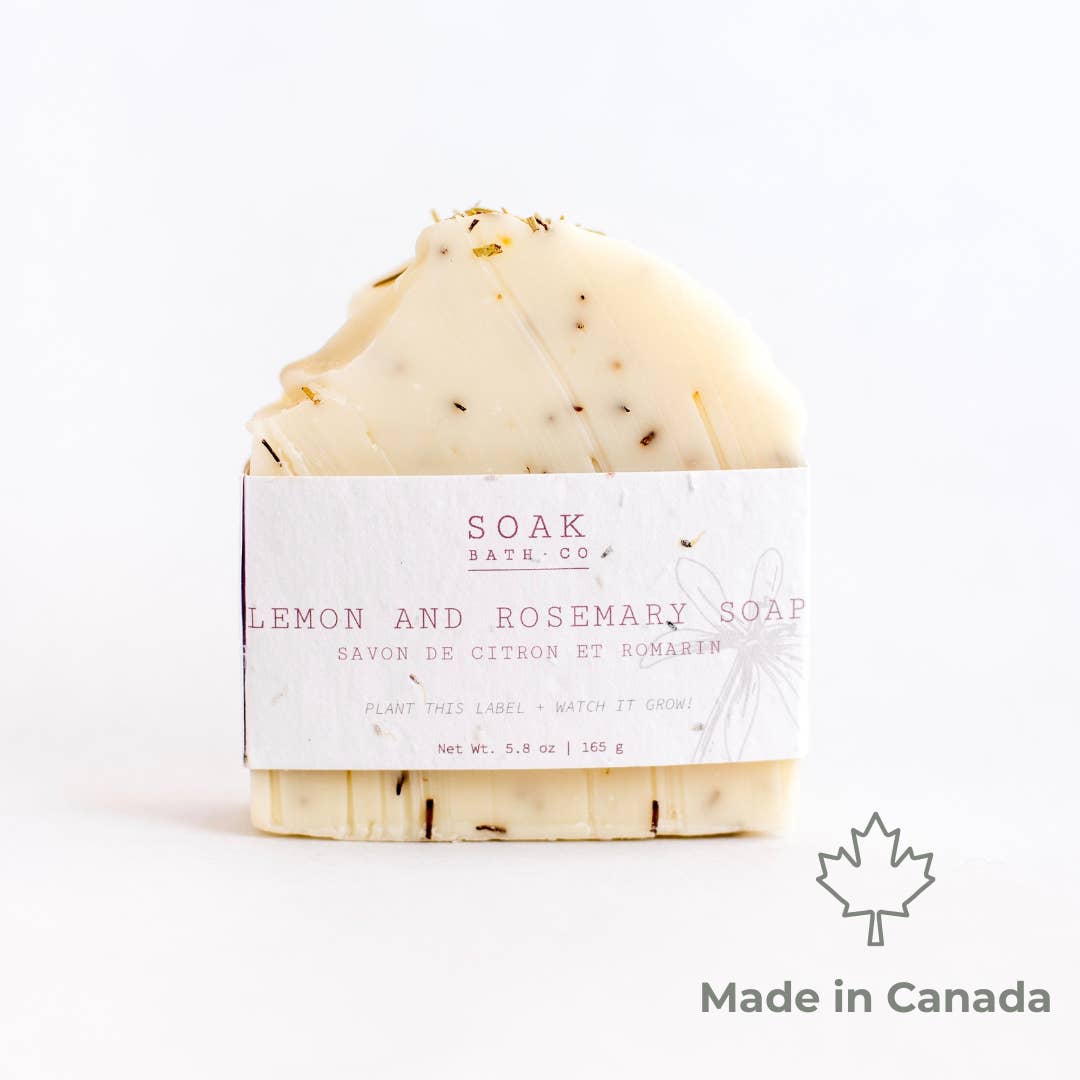 SOAK Bath Co - Wholesale Bar Soap - Lemon and Rosemary Soap Bar - Made in Canada