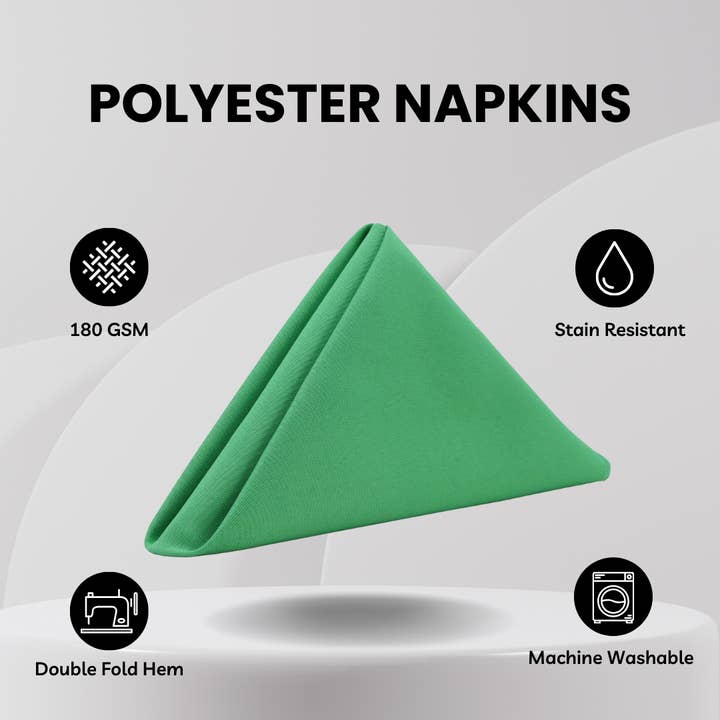 YOUR CHAIR COVERS - Wholesale Dinner & Cloth Napkin - 20 Inch Polyester Cloth Napkins Emerald Green (Pack of 10)