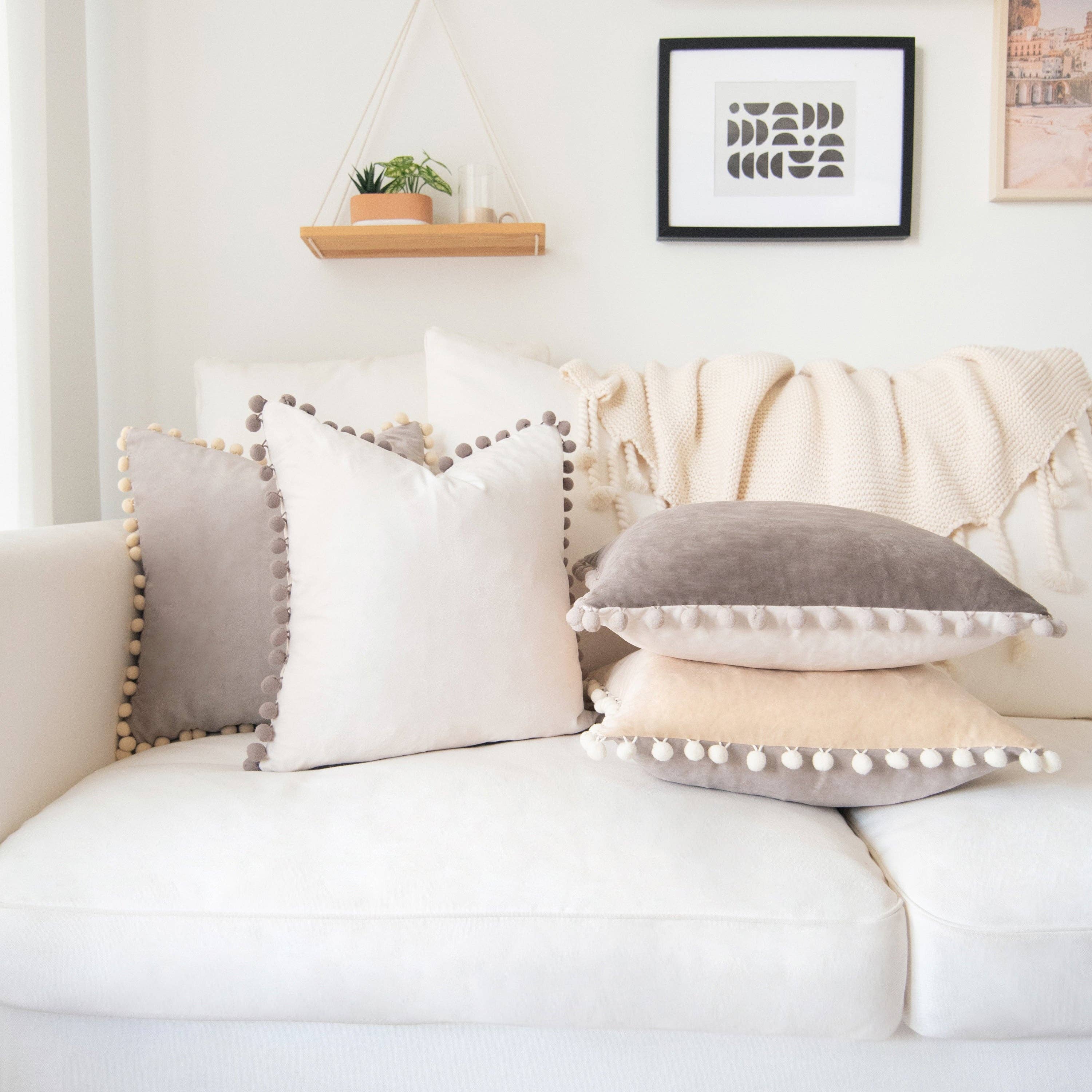 Monday Moose - Wholesale Throw Pillow Cover - Colibri Pillow Covers (4-Pack) - Stone Gray/Beige Cream2