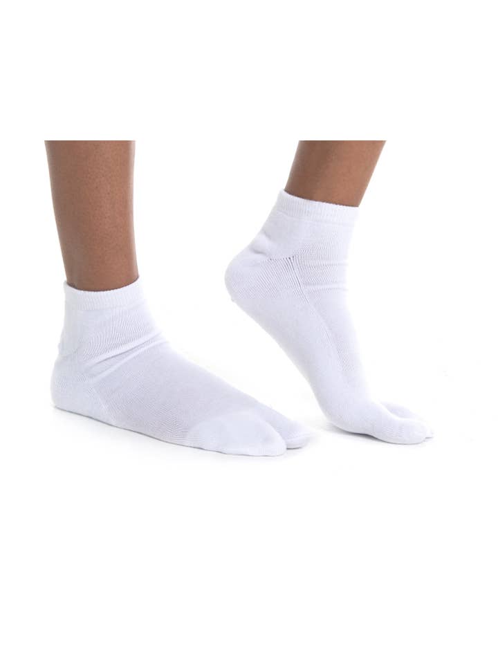V-Toe Socks, Inc - Vente Chaussettes – unisexe - Chaussettes athlétiques et décontractées à bout fendu à la cheville, blanches, petites