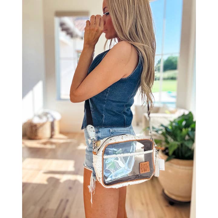 Boho Ranch Shop - Wholesale Crossbody Bag - Women's - PRISCILLA CLEAR cowhide crossbody purse bag concert festival