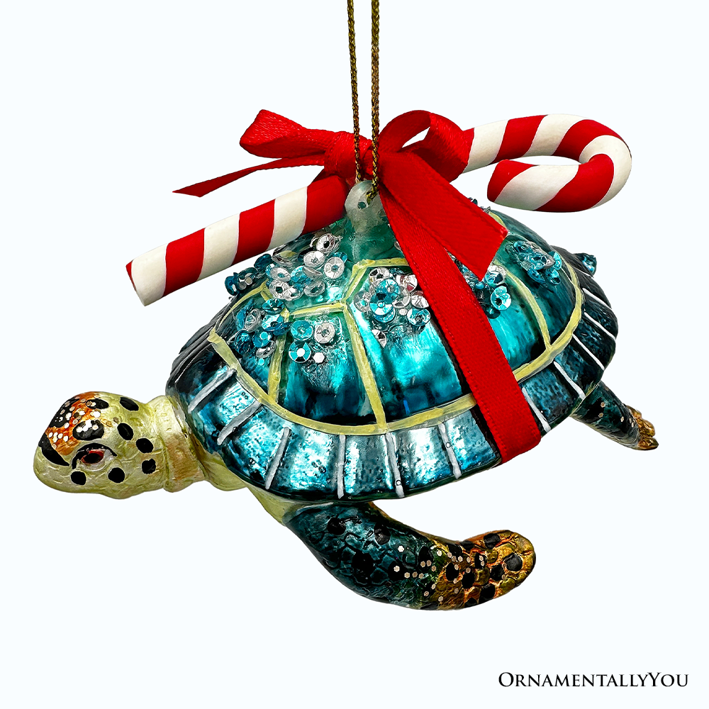 OrnamentallyYou - Wholesale Ornament - Nautical Gift Wrapped Sea Turtle Glass Christmas Ornament4