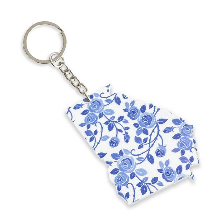 Blue Floral Georgia Keychain for wholesale by Viv&Lou