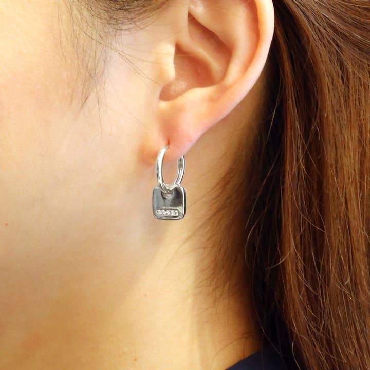 MiMi Wholesale - Wholesale Hoop Earrings - SJE310535 14K Dipped CZ Paved Tagged Hoop Earrings2