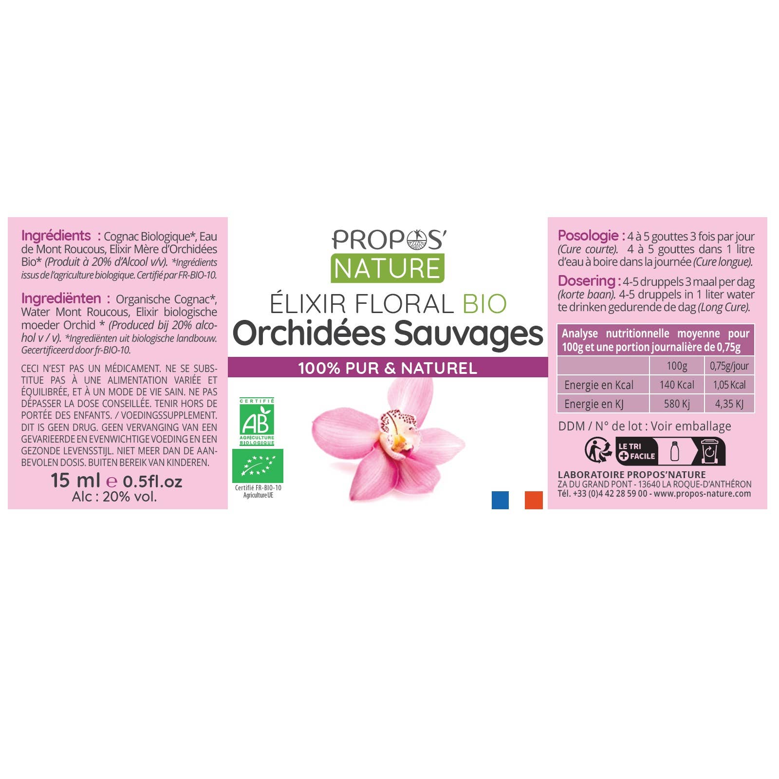 Propos'Nature - Wholesale Elixir - Organic Orchid Floral Elixir - 15 ml3