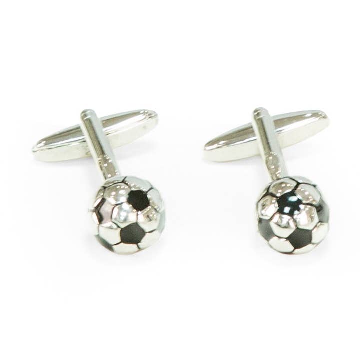BeyBerk International - Wholesale Cufflinks - Rhodium Plated Soccer Ball Cufflinks