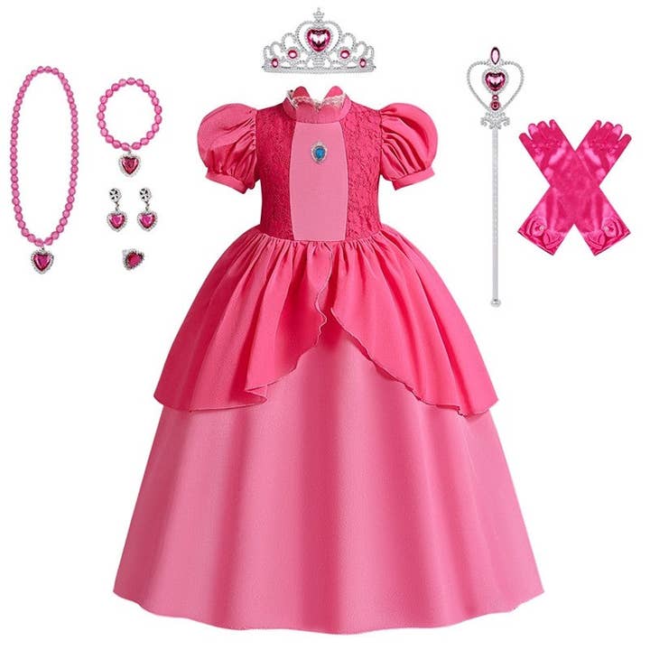 Vestido de cosplay de princesa de color liso para niñas para venta al por mayor de Ekartini