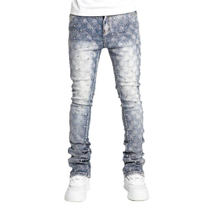 Plush Looks - Wholesale Jeans - Men's - Men's Rivet Straight Tube Pants