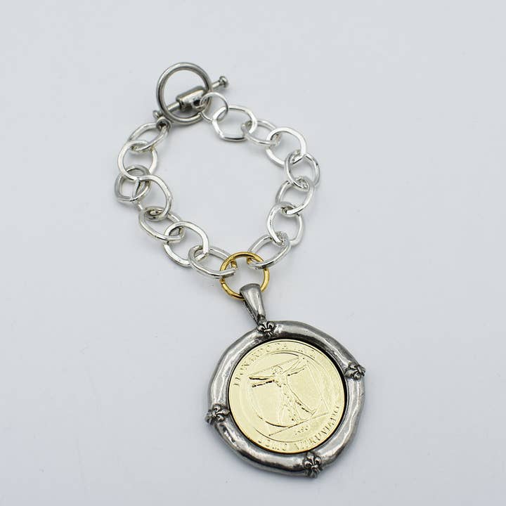 Italian Treasures Collection Silverkedjearmband med Leonardo Da Vinci för wholesale av Jennifer Ponson Jewelry Designs