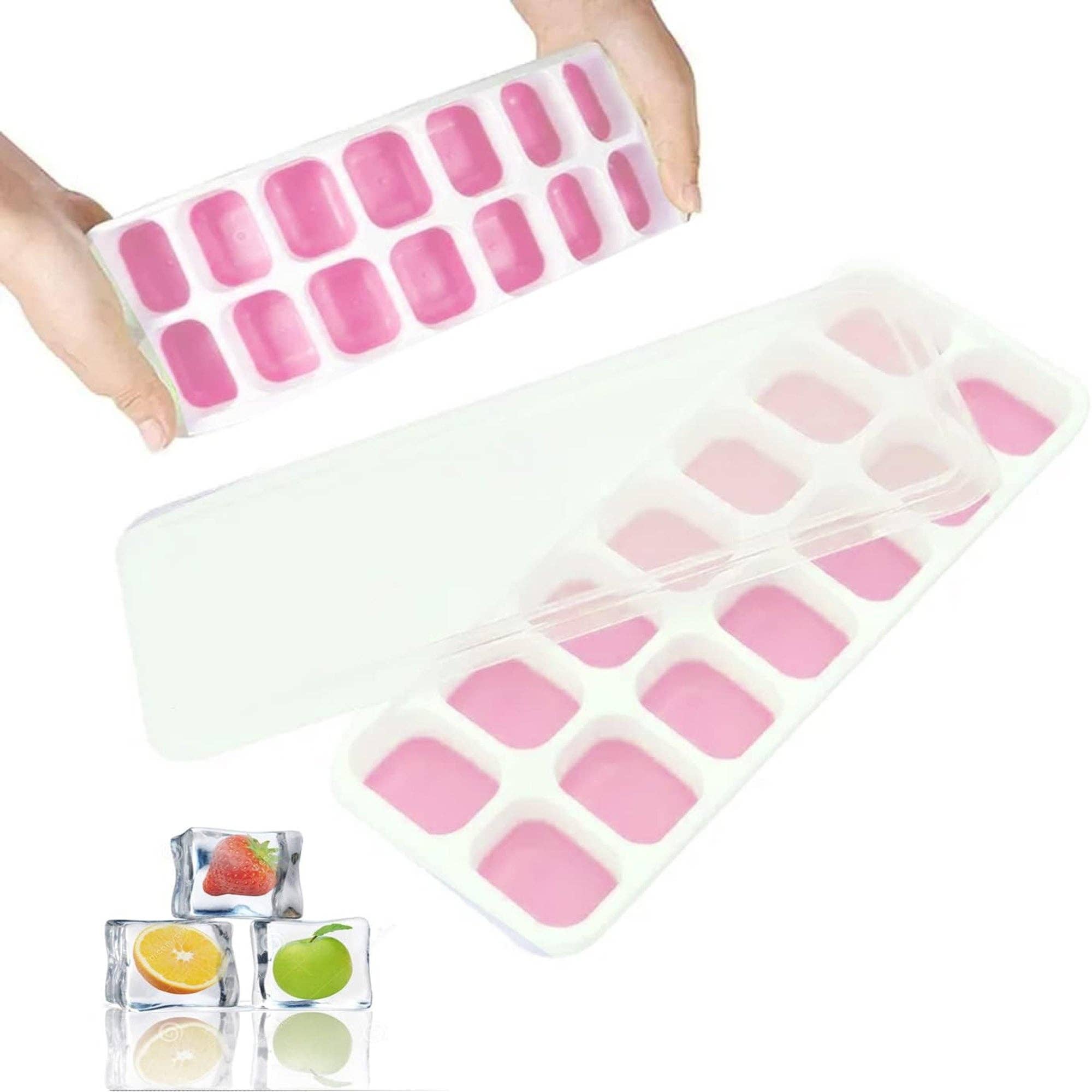 Vigor Path - Wholesale Ice Tray/Mold - 2 Pack Silicone stackable Ice Cube Trays - (White+Pink)0