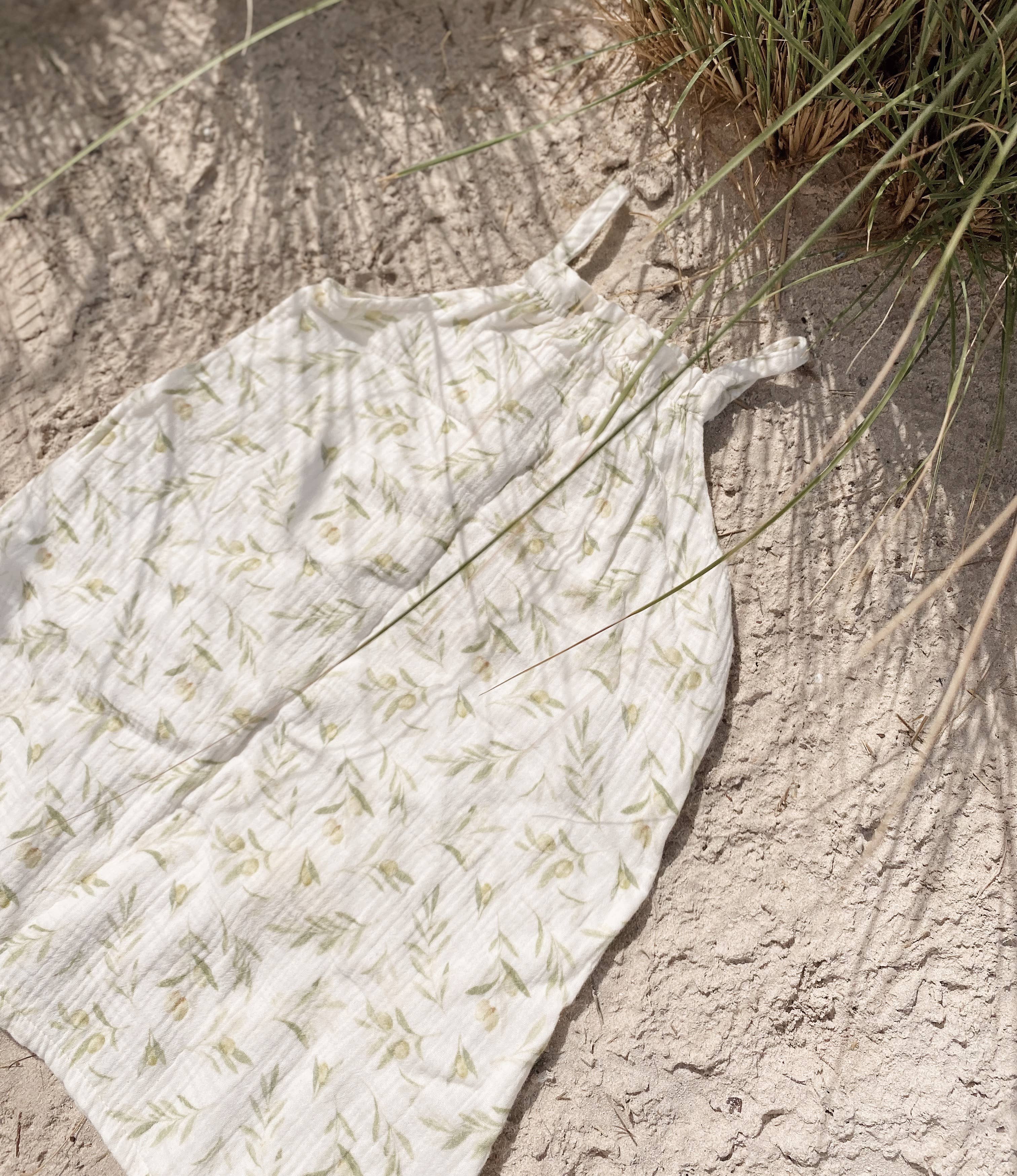 Eli & Nev (we cover U.S. import duties) - Wholesale Dress - Baby - Baby / Kids Summer Olive Pattern Dress 100% Cotton Muslin1