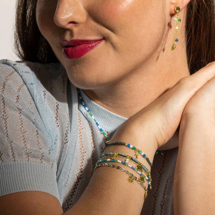 Luxenter - Wholesale Charm/Dangle Bracelet - Pulsera de Plata de Ley 925 y Lacado Azul acabado oro 18k - Shione5