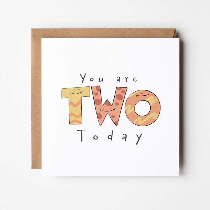 Du är 2 idag – Söt monster milstolpe | Gratulationskort för wholesale av Richard Darani