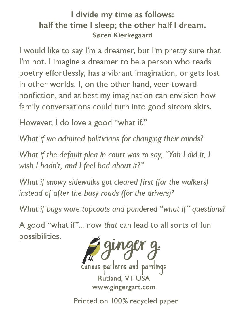 Ginger G. Art - Vente Carte de vœux classique - Bug Dreamer - Carte vierge A21