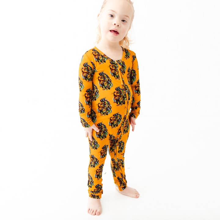 Kids The Mane Event Lion Bamboo Convertible Footie Pajamas for wholesale by Dreamiere