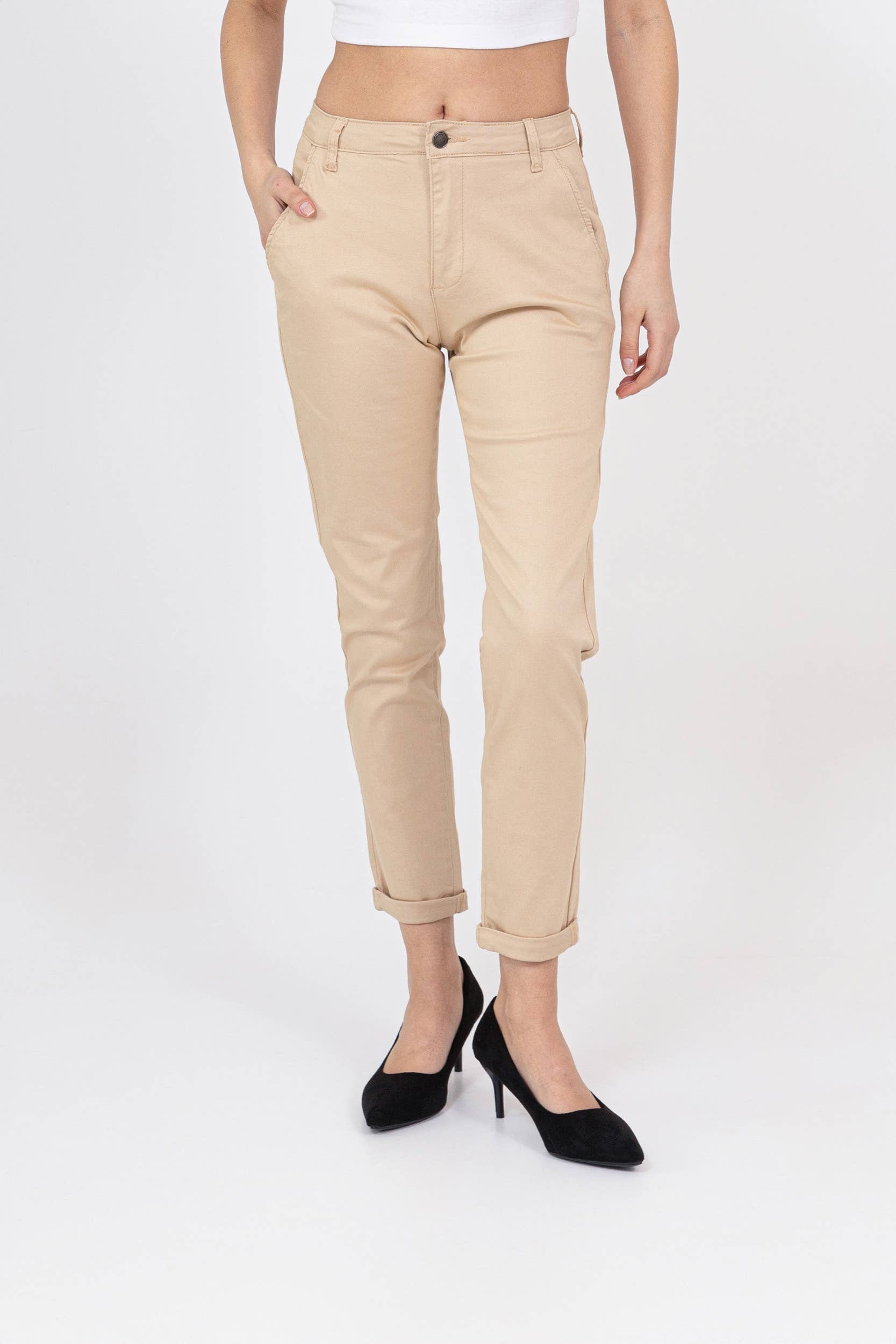 Nina Carter - Vente Pantalon – femme - Pantalon chino stretch taille haute confort Nina Carter J25026