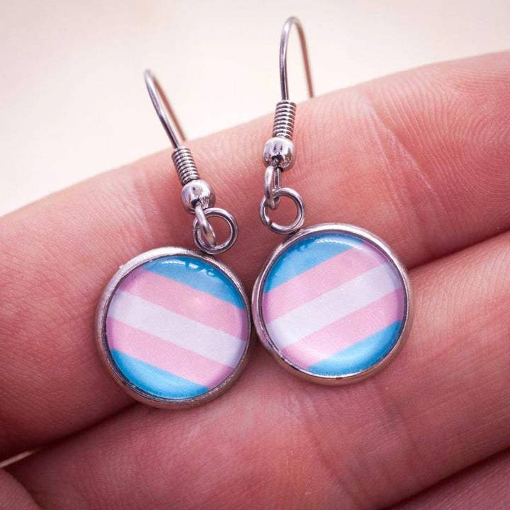 Crafty Queer Studio - Wholesale Stud/Post Earrings - Transgender flag pride LGBTQ+ earrings - stud or dangle4