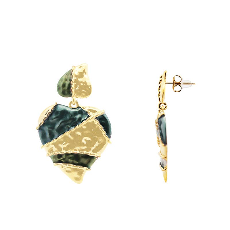 AMORINO SRL - Wholesale Dangle Earrings - ENAMELLED HEART DROP EARRINGS - YNK24100B7062