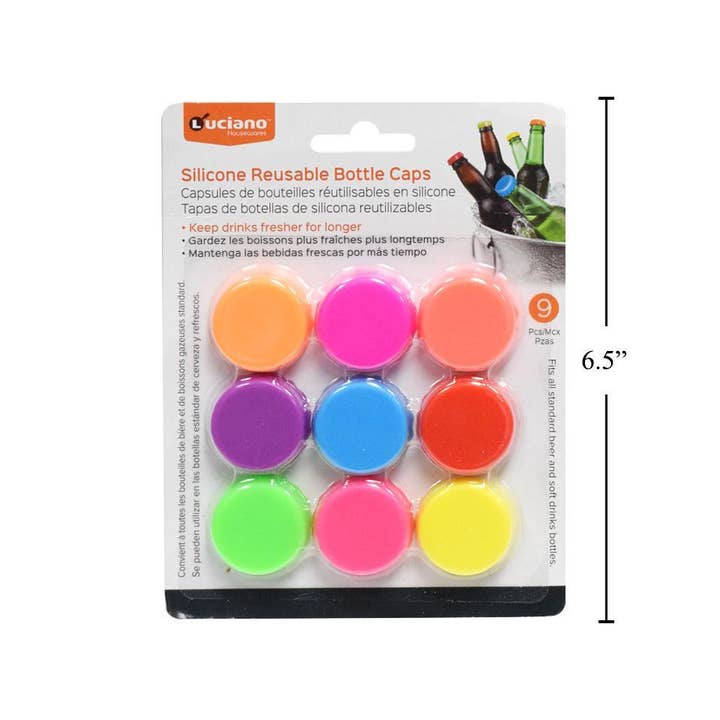 Luciano Gourmet - Wholesale Drink Lids - Luciano 9-Piece Reusable Bottle Caps