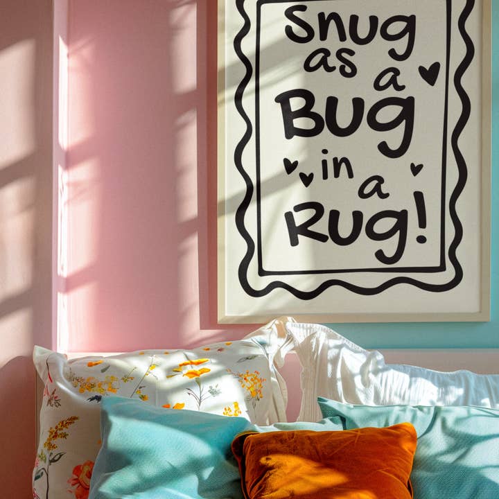 Blue Iris Designs Co - Wholesale Art Print - Snug as a bug in a rug print