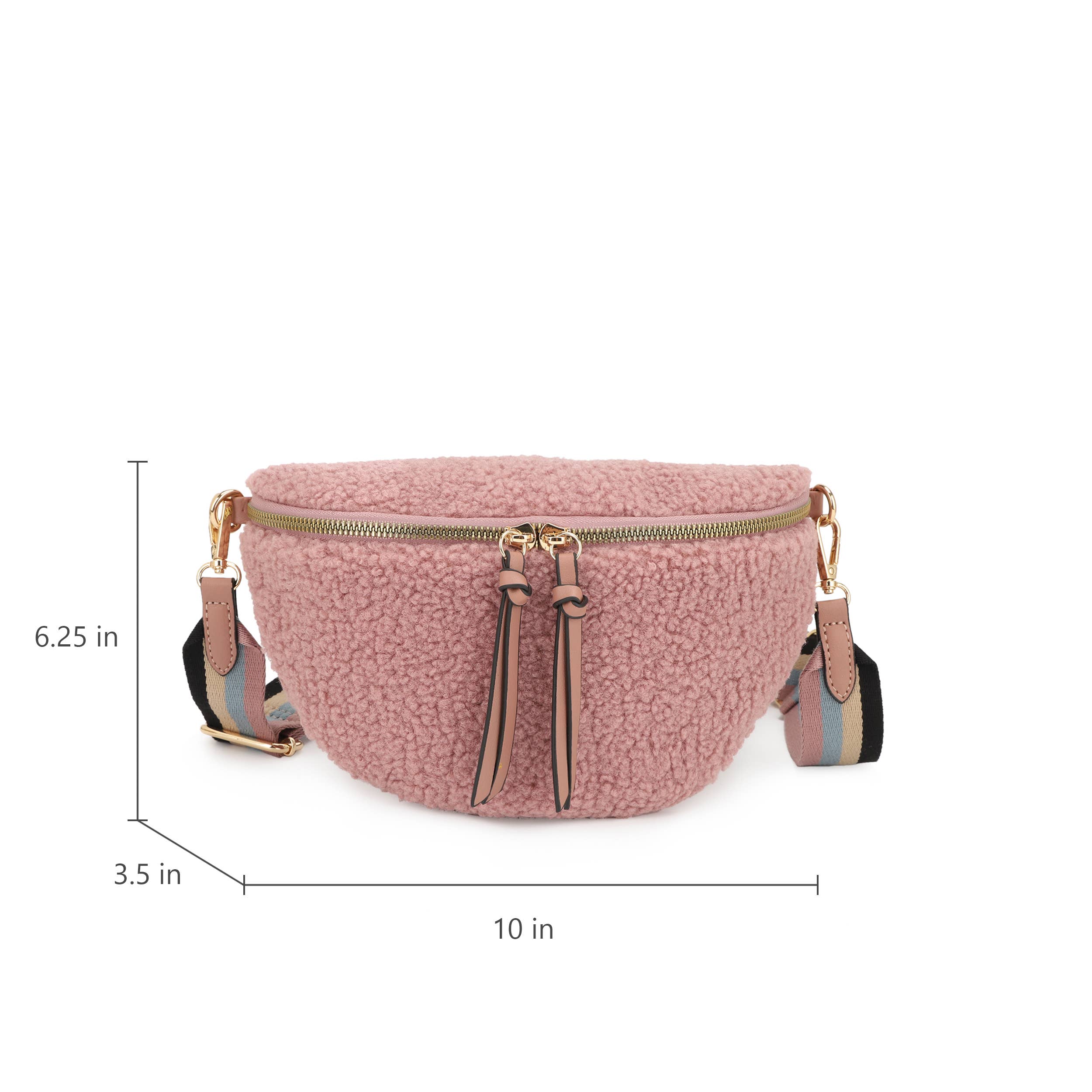 KAYLA+AVA - Wholesale Heuptasje - Dames - Cynthia shearling riemtas in halve maanvorm / heuptasje6