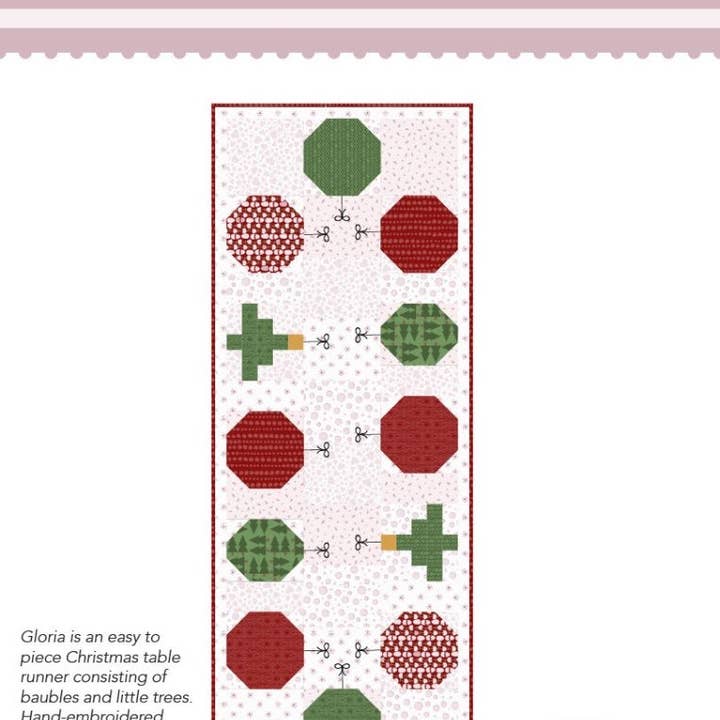 Meaford Pattern Press - Wholesale DIY Craft Kit - Gloria Table Runner Quilt Pattern - printed