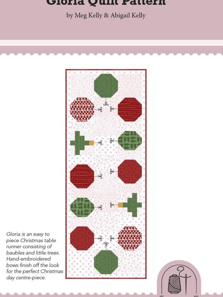 Gloria Table Runner Quilt Pattern - printed for wholesale by Meaford Pattern Press
