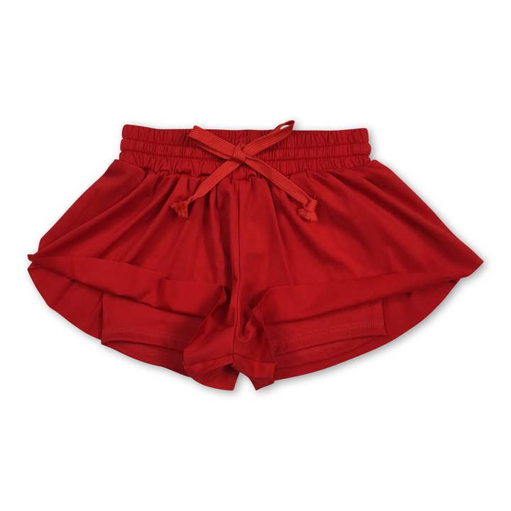 Yawoo Garments - Wholesale Athletic Shorts - Kids - Red kids girls activewear summer yoga shorts