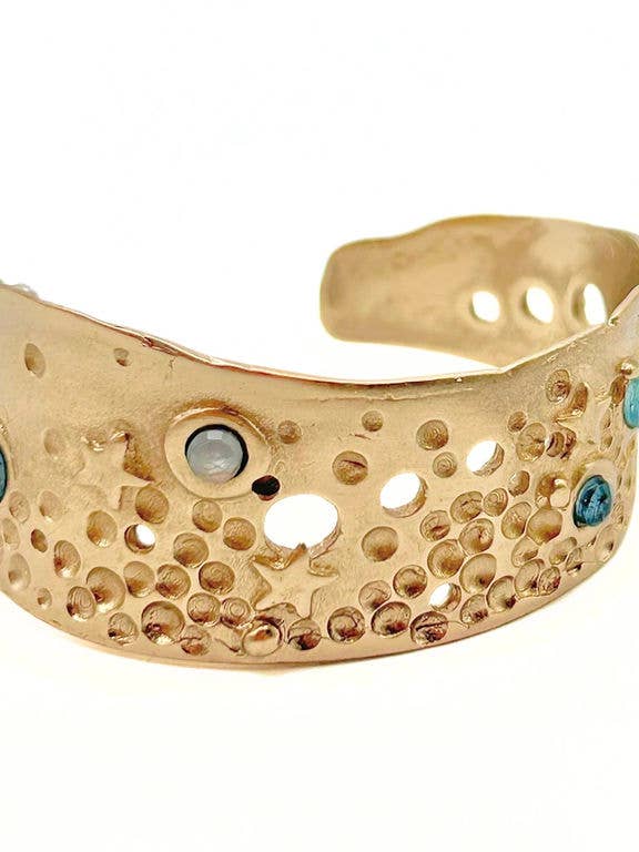 Asymmetrical Celestial Cuff with Gemstones Accents, B147 for wholesale by Lock and Key