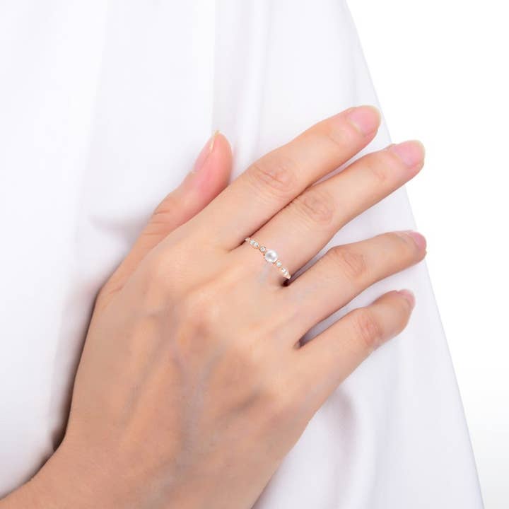 FCJ Jewelry LLC - Wholesale Multi-Stone Ring - 18k Rose Gold Plated Silver Fresh Water Round Pearl Ring2