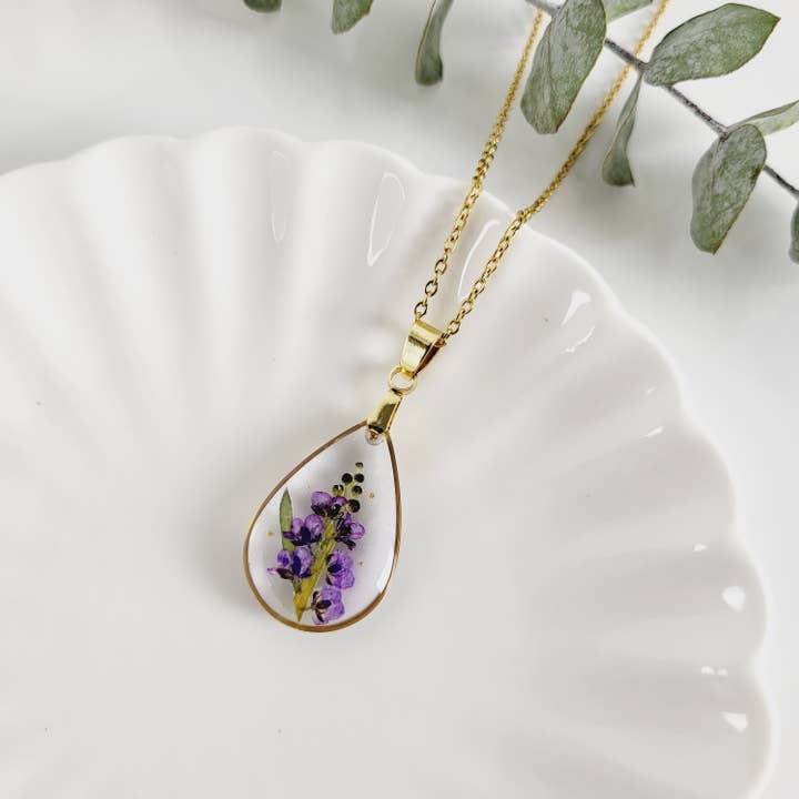 Collar de flor de nacimiento de julio - Delphinium para venta al por mayor de Rhodonco