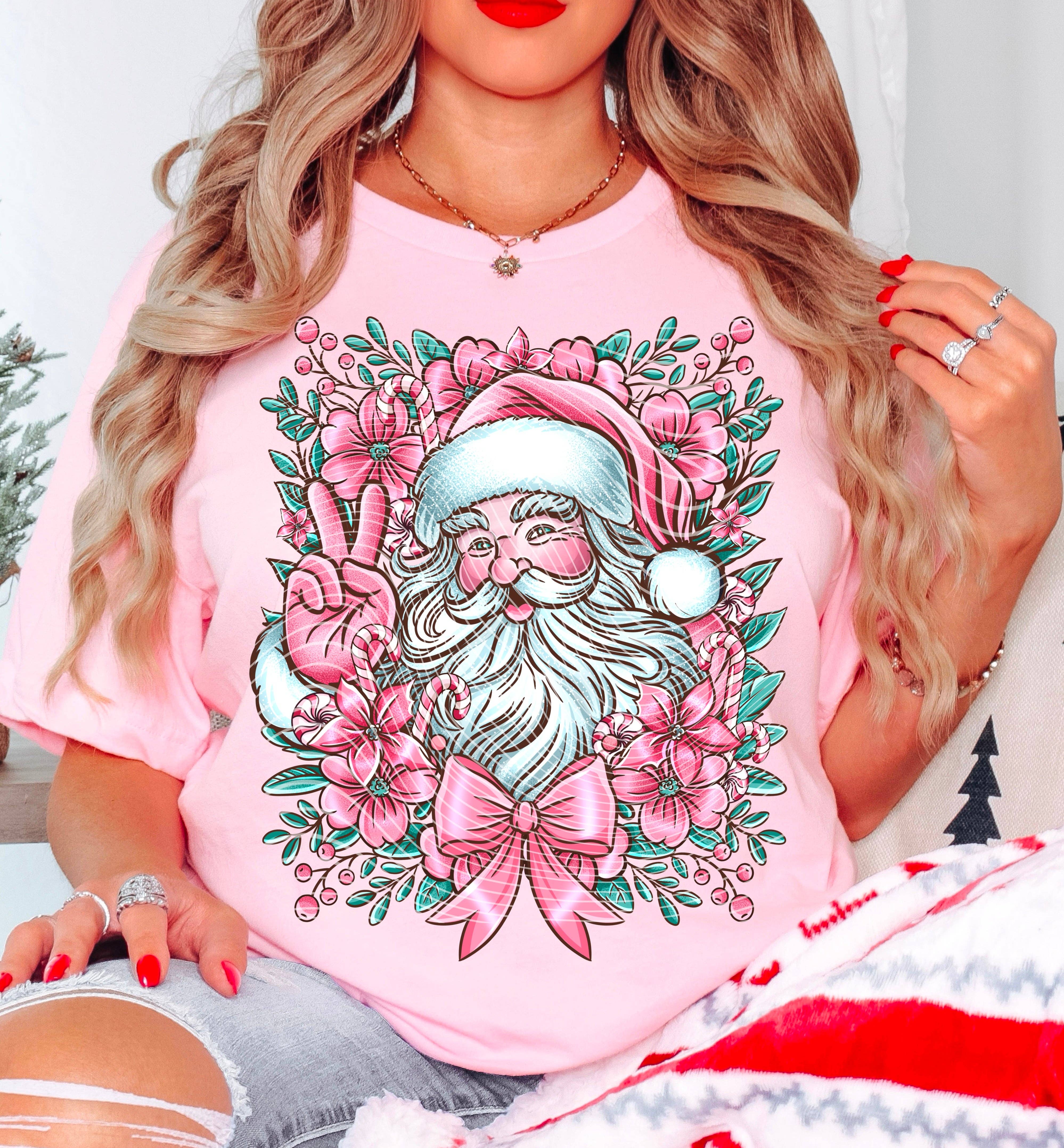 Red Dirt Transfers - Wholesale Sublimation Transfer - Pink Santa DTF Transfer | Trendy Christmas DTF Transfer | Ready to Press | High Quality DTF Transfers | Fast Shipping2
