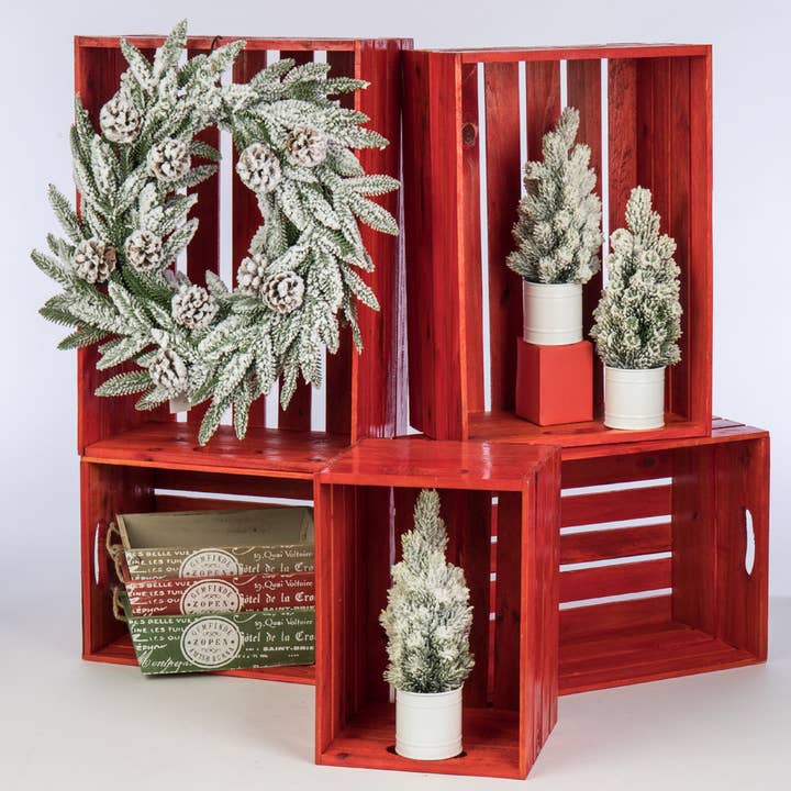 Willow Group - Wholesale Storage Bin - S/5 RECT WOOD CRATES-RED
