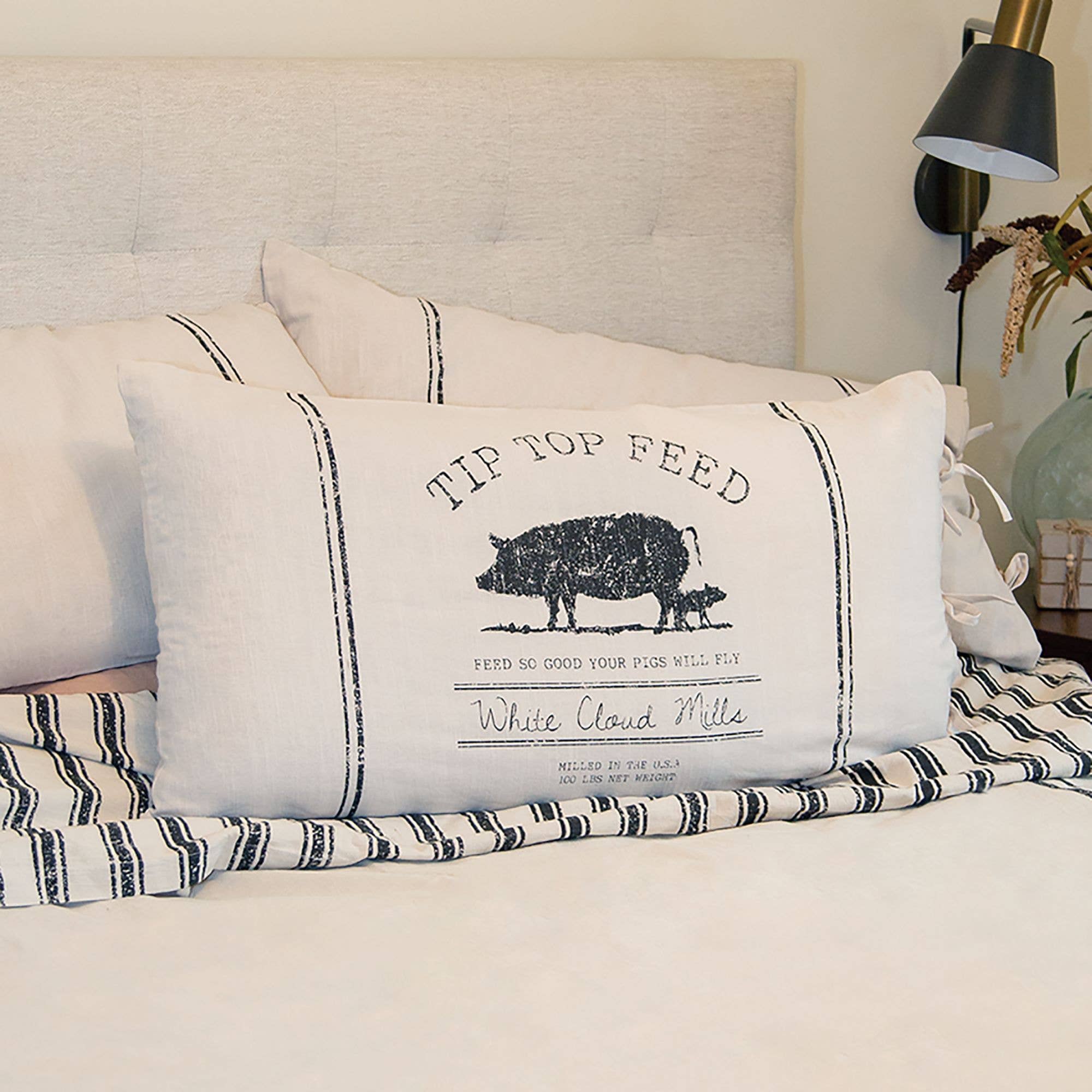 Col House Designs - Wholesale Bedding Pillowcase/Sham - Tip Top Feed Farmhouse Stripe King Pillow Sham2