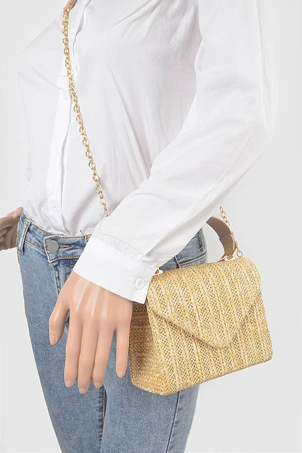 3AM BY H&D ACCESSORIES - Vente Sac à main avec poignée sur le dessus – femme - Sac à rabat avec poignée supérieure en fausse paille7